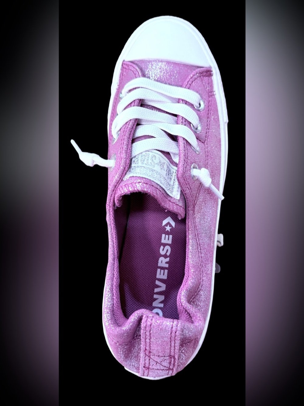 Converse Pink Glitter Low-Top Sneakers with White Accents - Picture 6 of 8